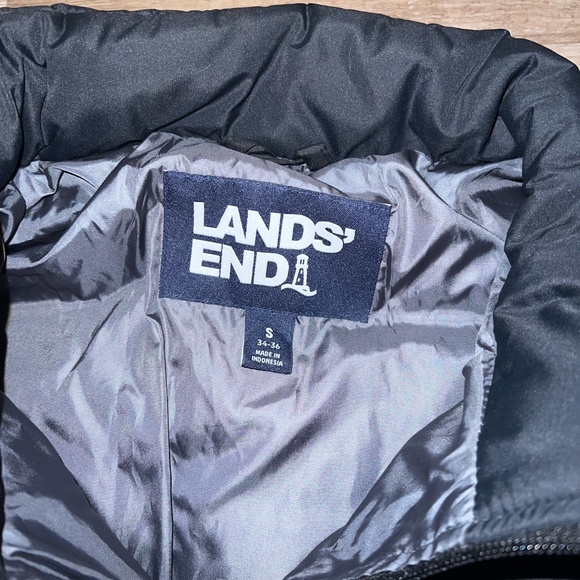 Lands End Men's Puffer Jacket -Black - Picture 3 of 3
